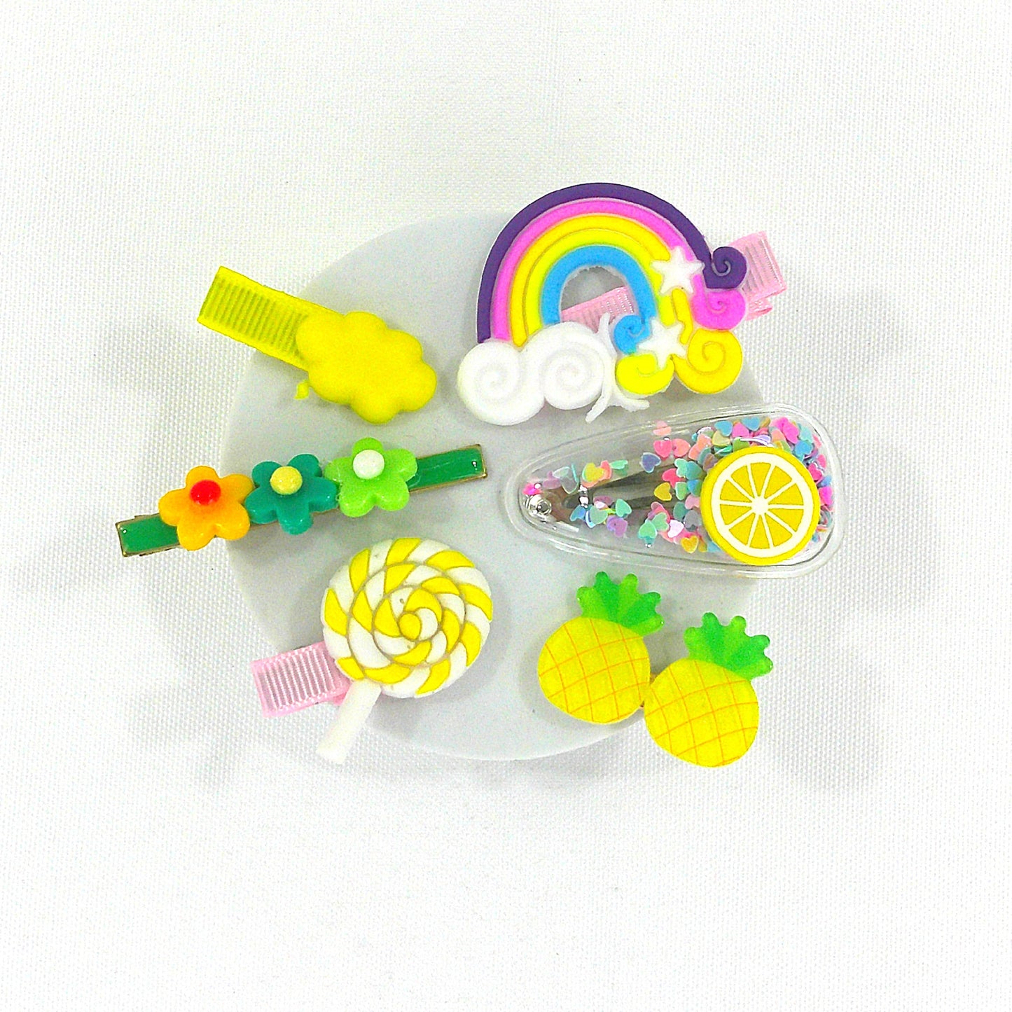 Kids Cute Cartoon Candy Flower Rainbow Hair Clips HB4229-8 (12PC)