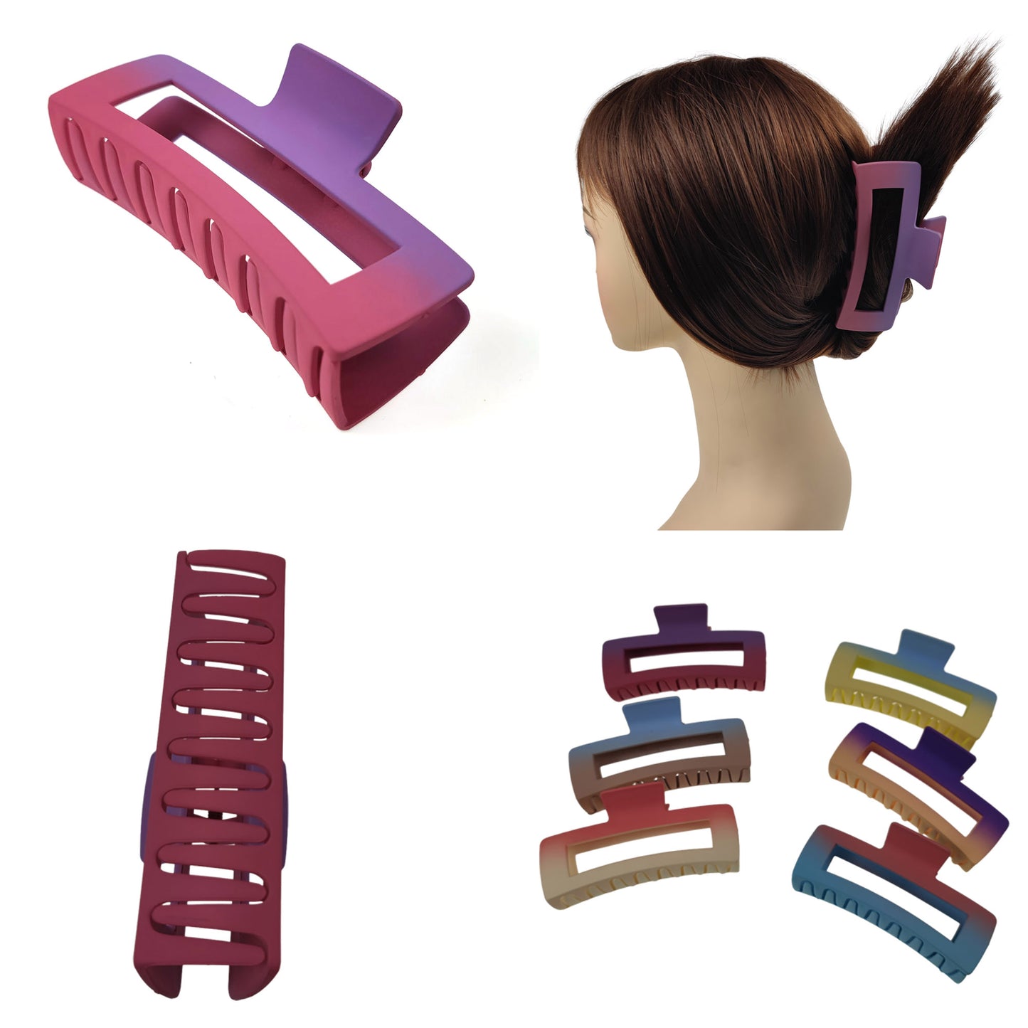 5 Inches Jumbo Gradient Square Claw Clip HC31118-14 (12PC)