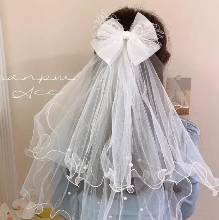 Kids Bow Snowflake Veil Hair Deco Clip HLC4315-5 (2PC)