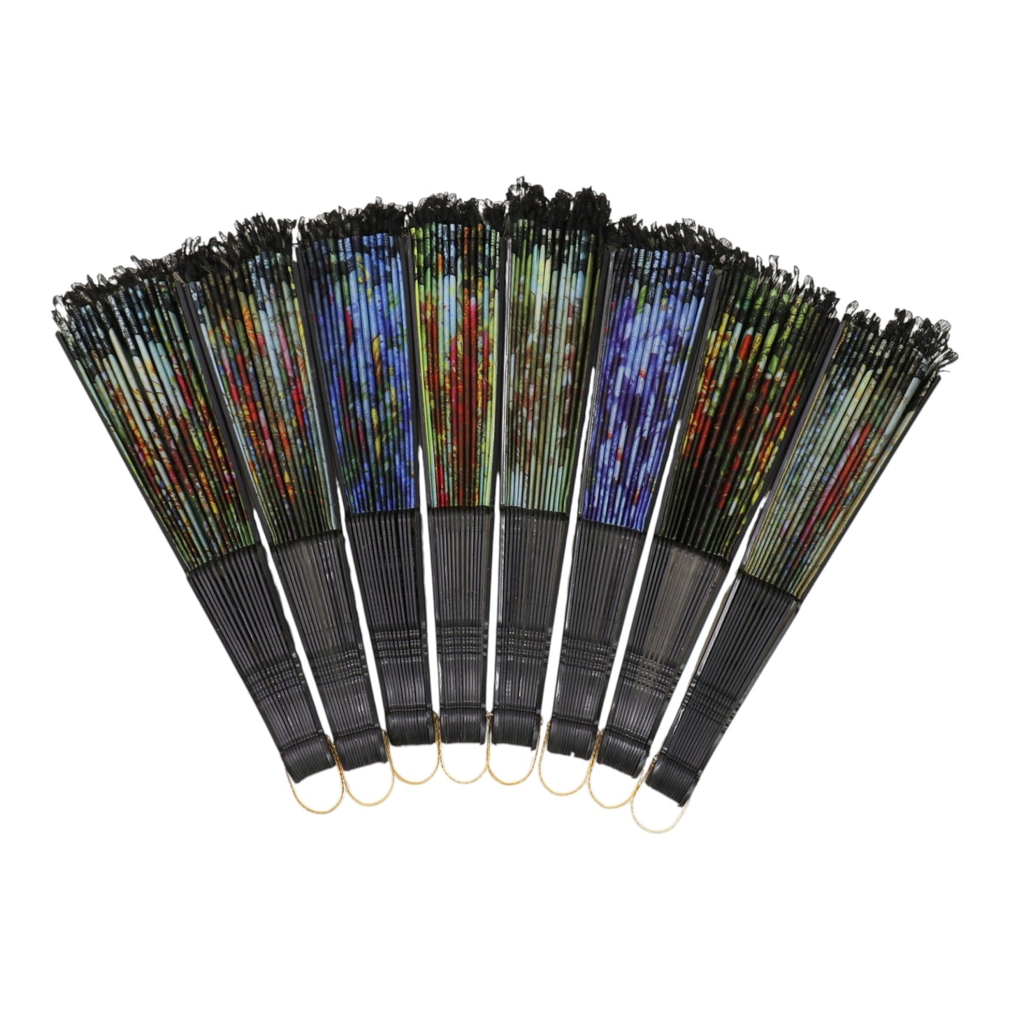 Black Floral Lace Trim Hand Held Folding Fan JF6323-5 (12PC)