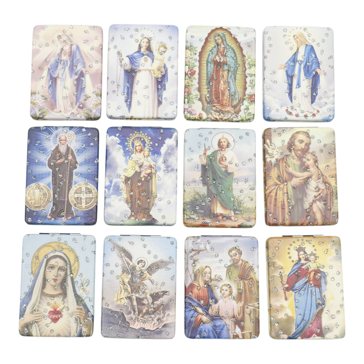 Religious Rectangular Glitter Compact Makeup Mirror JM6423-2 (12PC)