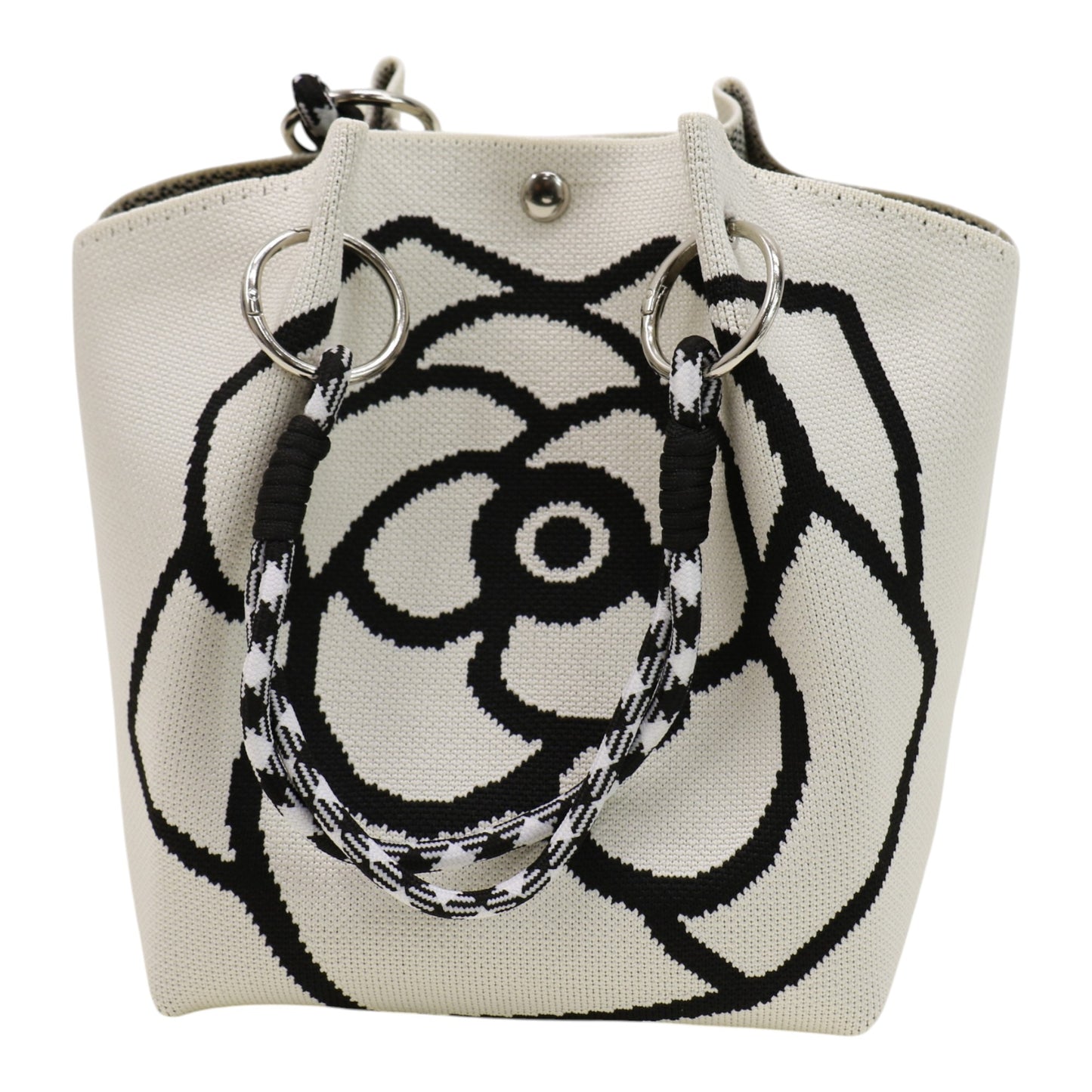 Magnolia Flower Pattern Cord Strap Knitted Tote Bag JB6122-5 (12PC)