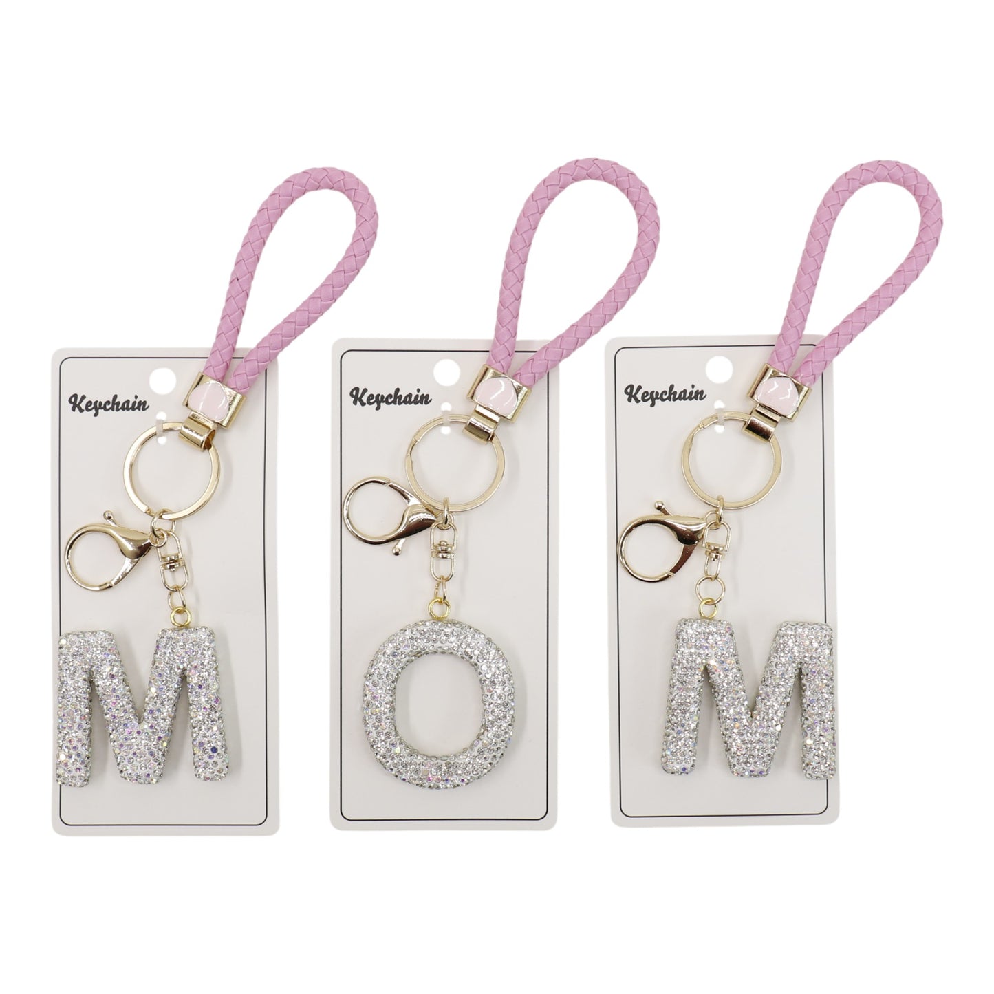Rhinestone Alphabet Initial Letter Key Chain SS51011-40. (12PC)