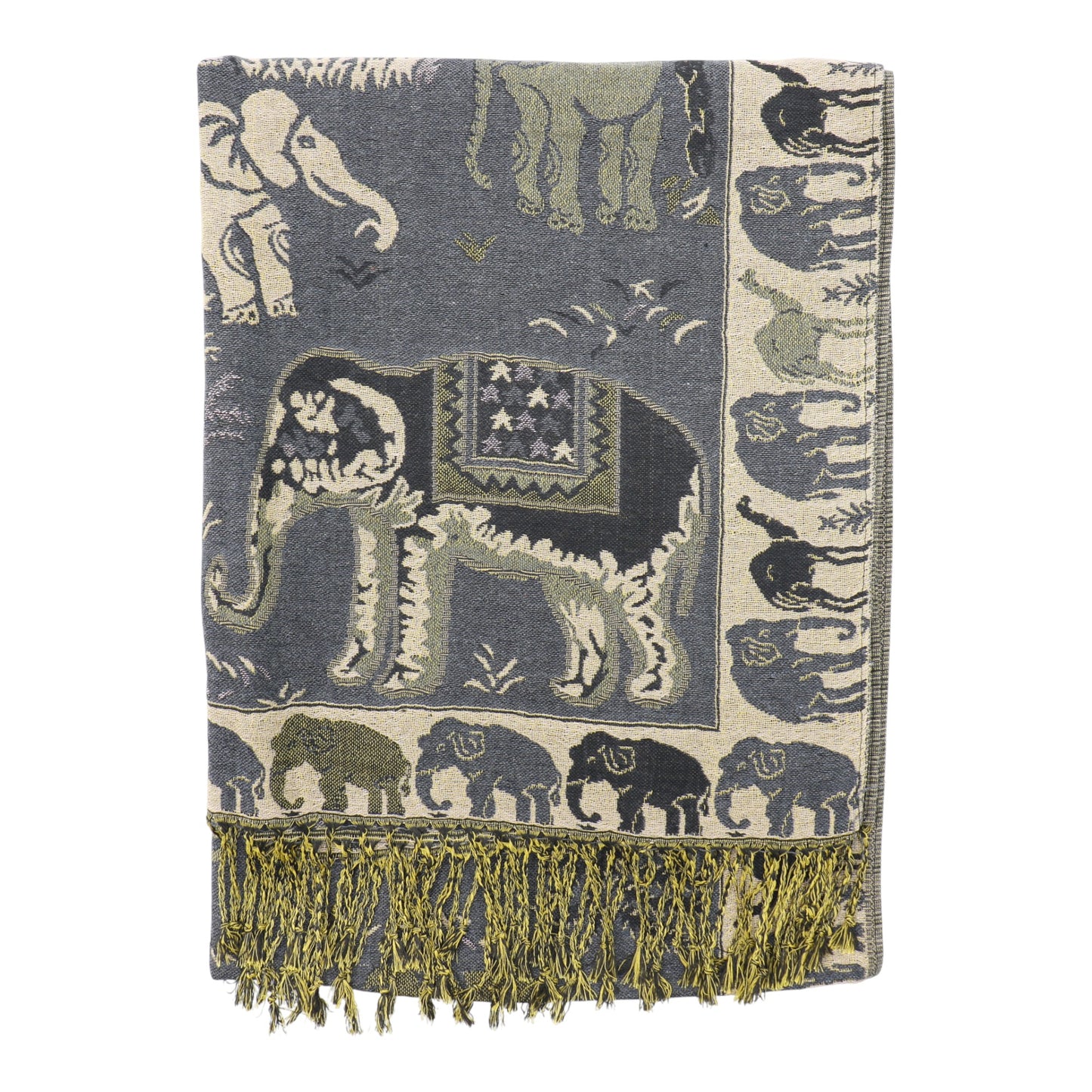 Metallic Pashmina Elephant Pattern SCF5923-1 (12pc)