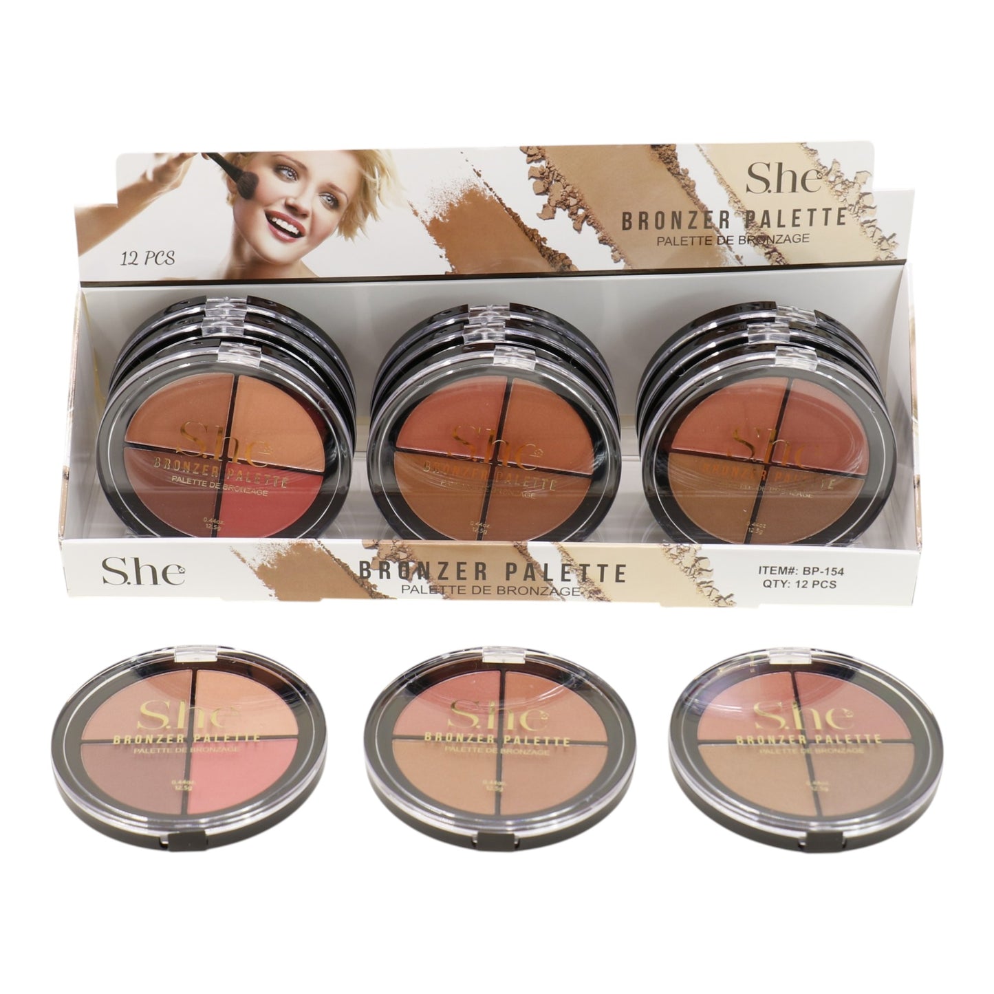 S.he Compact 3 Colors Bronzer Palette BP154 (12PK)