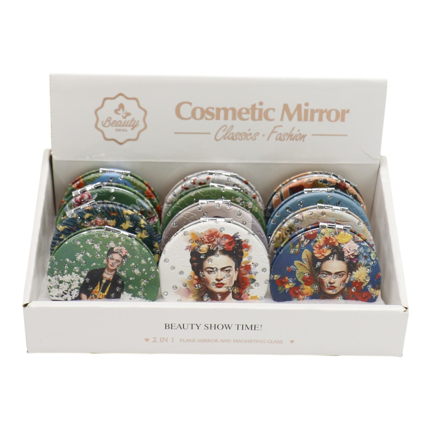 Frida Kahlo Glitter Circular Compact Makeup Mirror JM6423-29 (12PC)