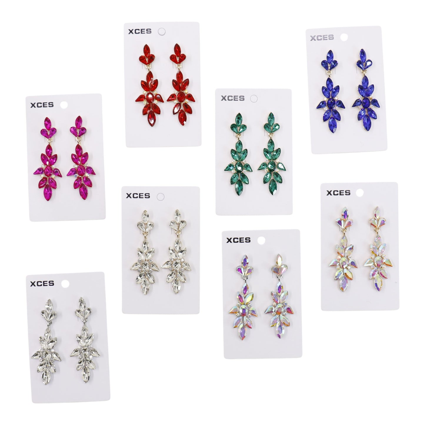 Oval Crystal Drop Bridal Earring JE7304 (3PAIR) (Copy)