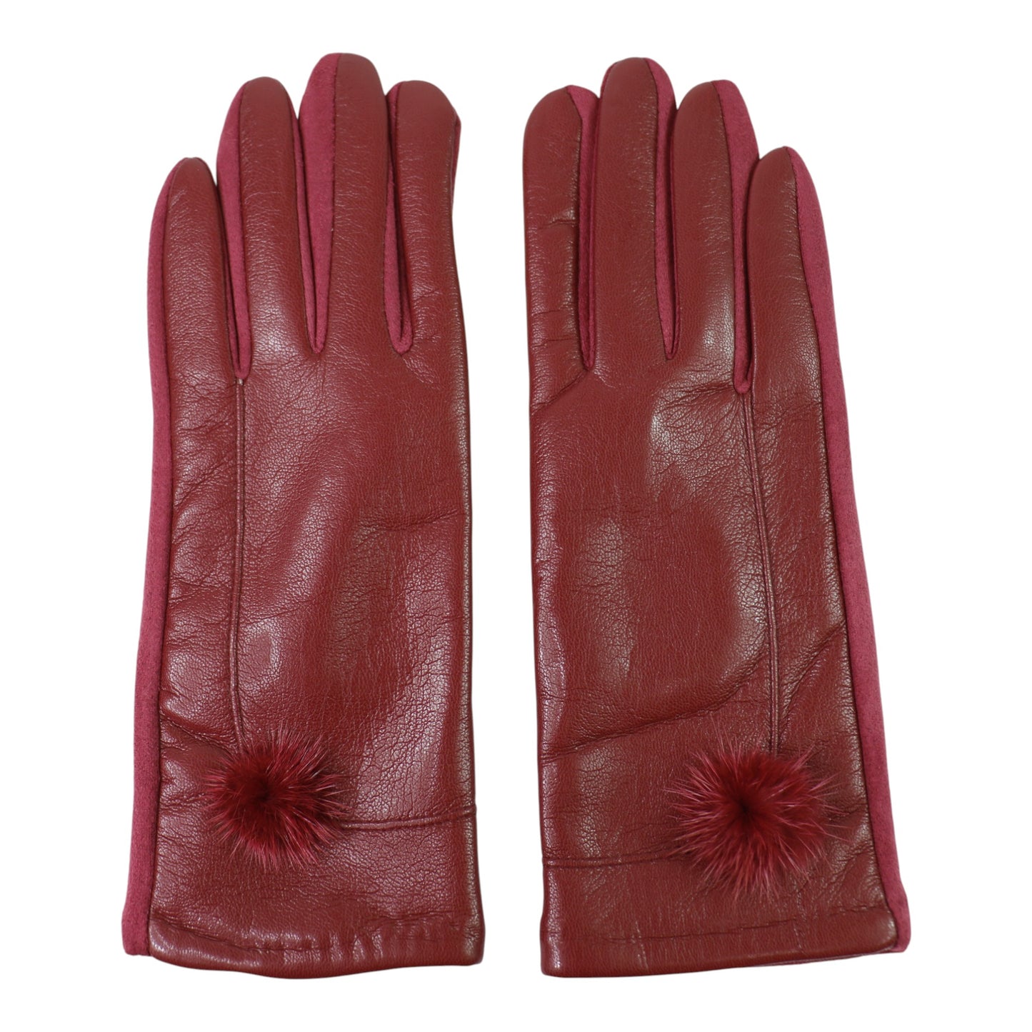 Women's Faux Leather Pom Pom Gloves GL178. (12PAIR)
