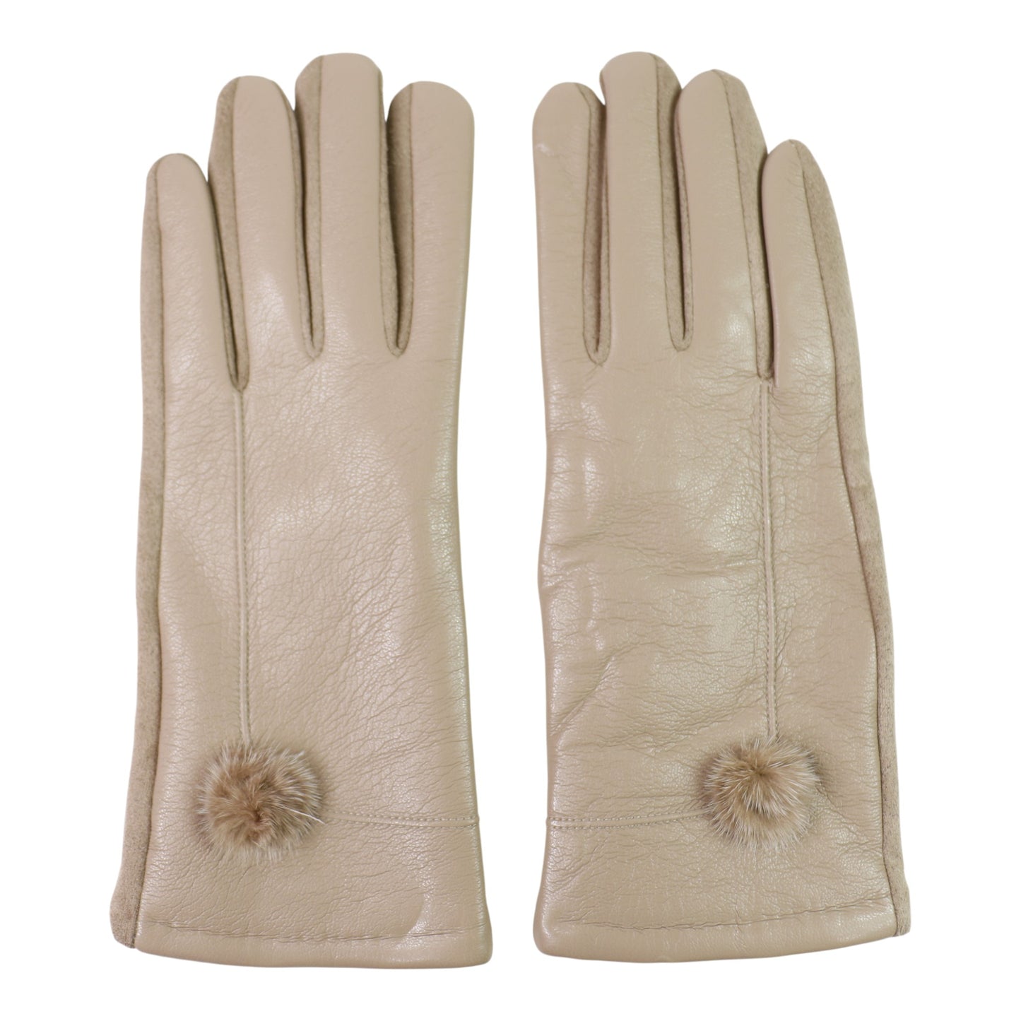 Women's Faux Leather Pom Pom Gloves GL178. (12PAIR)