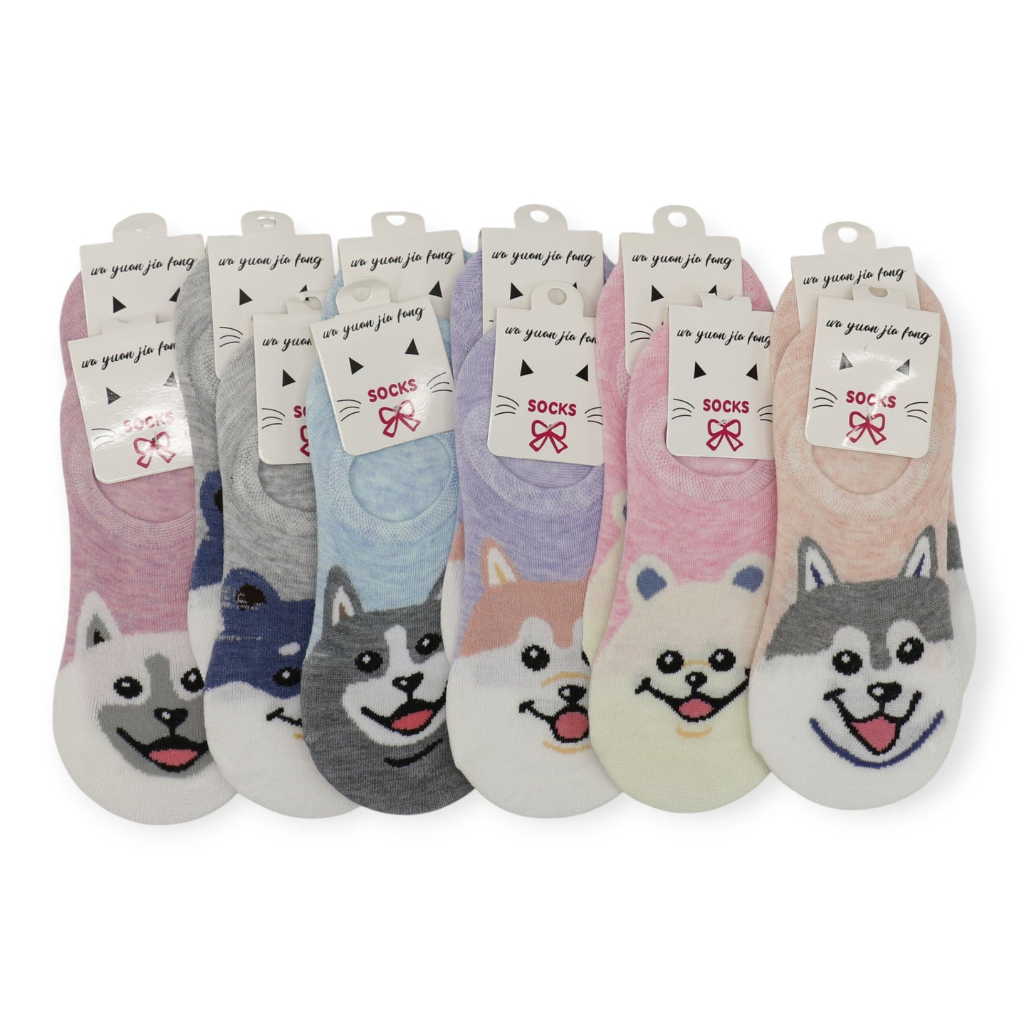 Women's Cute Shiba Dog Cartoon Fake Socks SS3208-107. (12PC)