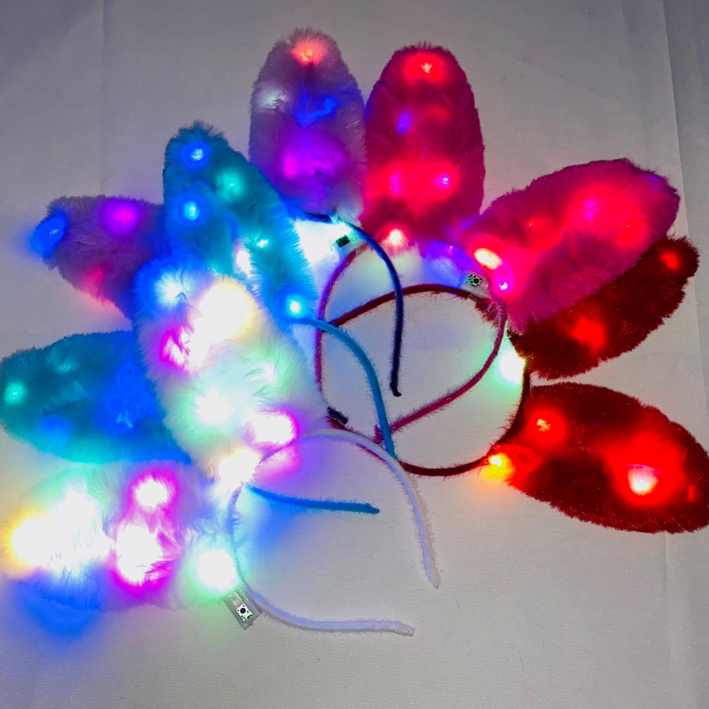 Led Big Bunny Ear Light up Fur Headband JH5828-5 (12PC)
