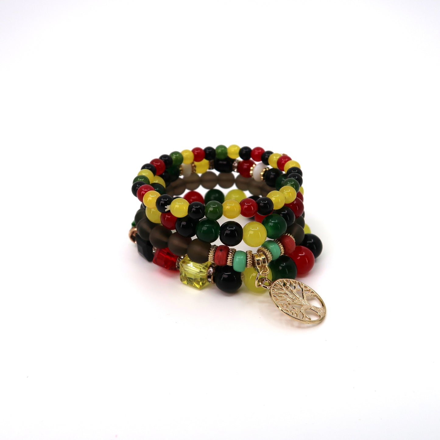 TREE CHARM GLASS BEAD BRACELET 2521-64. (12PC)