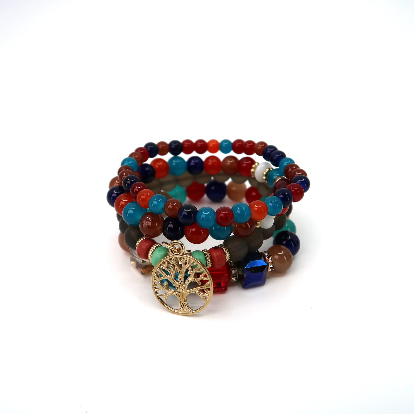 TREE CHARM GLASS BEAD BRACELET 2521-64. (12PC)