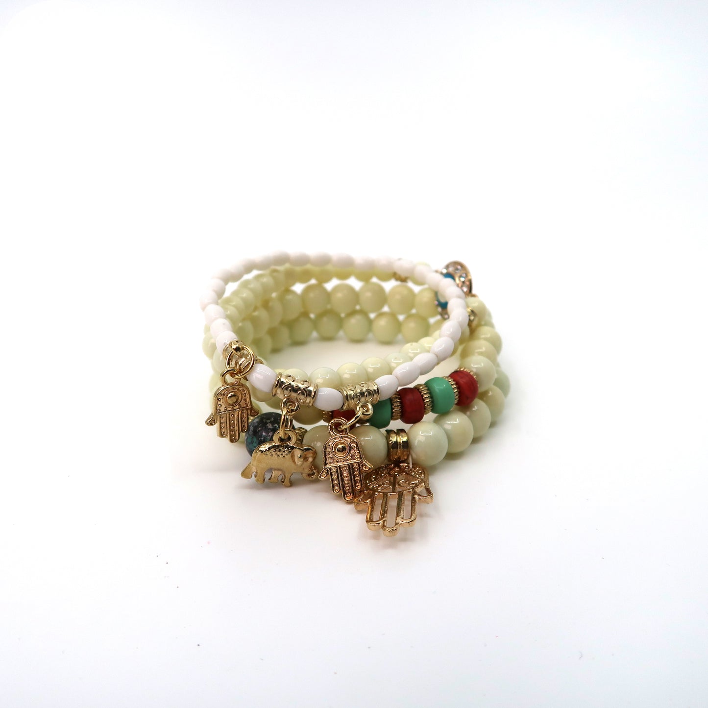 Elephant N Hamsa Charm Ball Bracelet BR2521-62. (12PC)