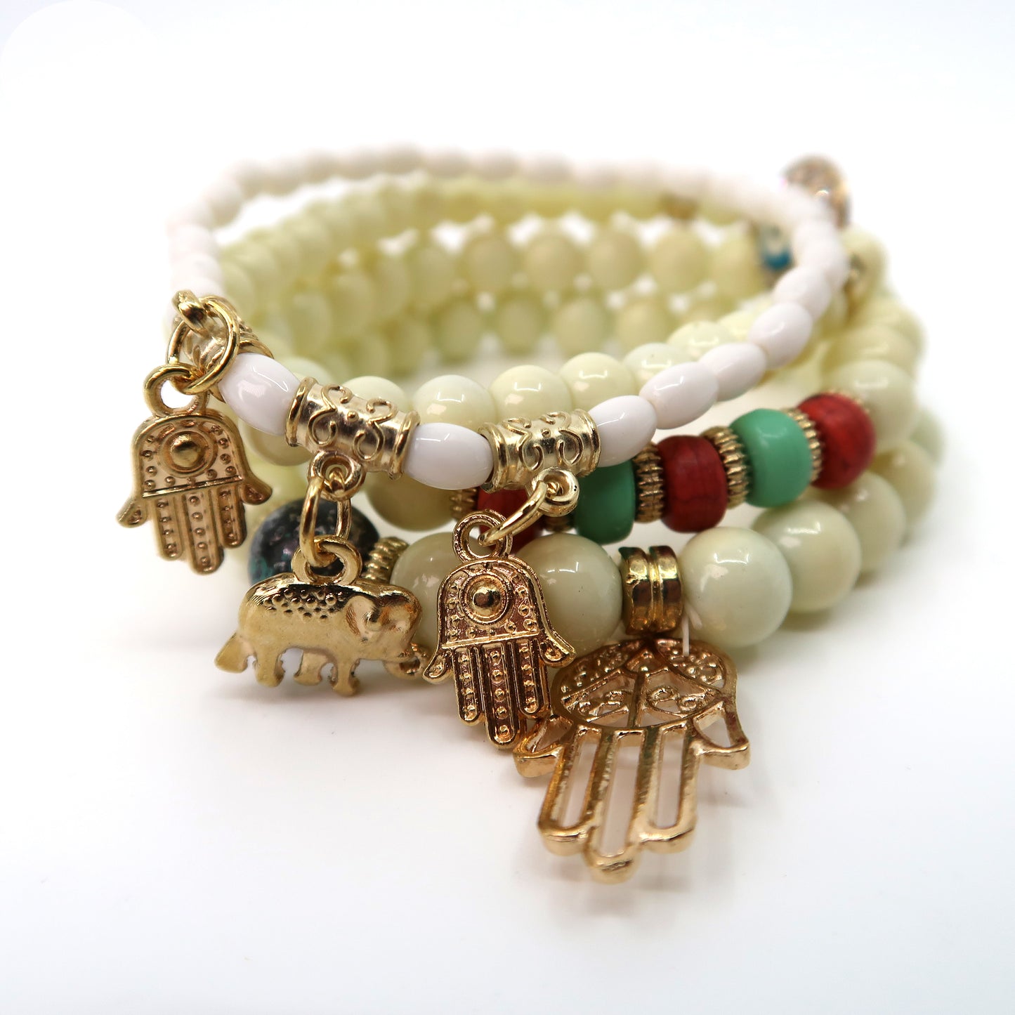 Elephant N Hamsa Charm Ball Bracelet BR2521-62. (12PC)