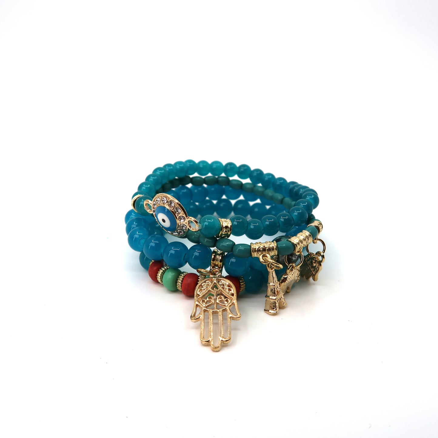 Elephant N Hamsa Charm Ball Bracelet BR2521-62. (12PC)
