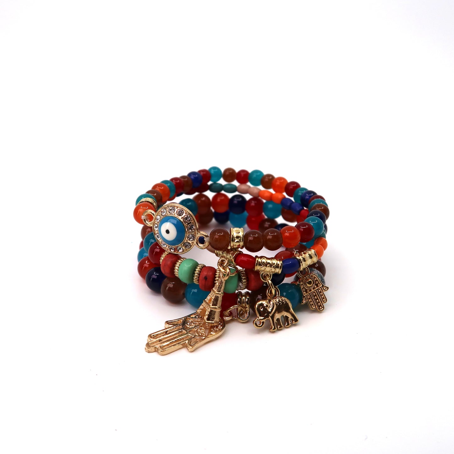 Elephant N Hamsa Charm Ball Bracelet BR2521-62. (12PC)
