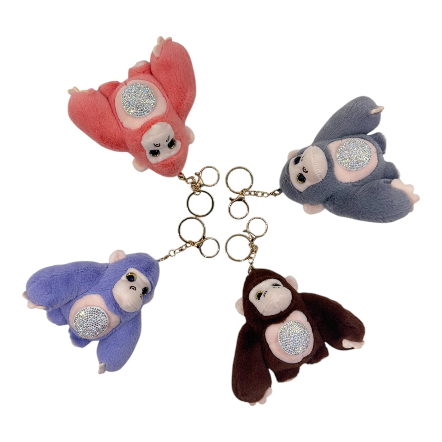 CUTE GORILLA WITH STONE PLUSH KEY CHAIN KC31123-1 (12PC)