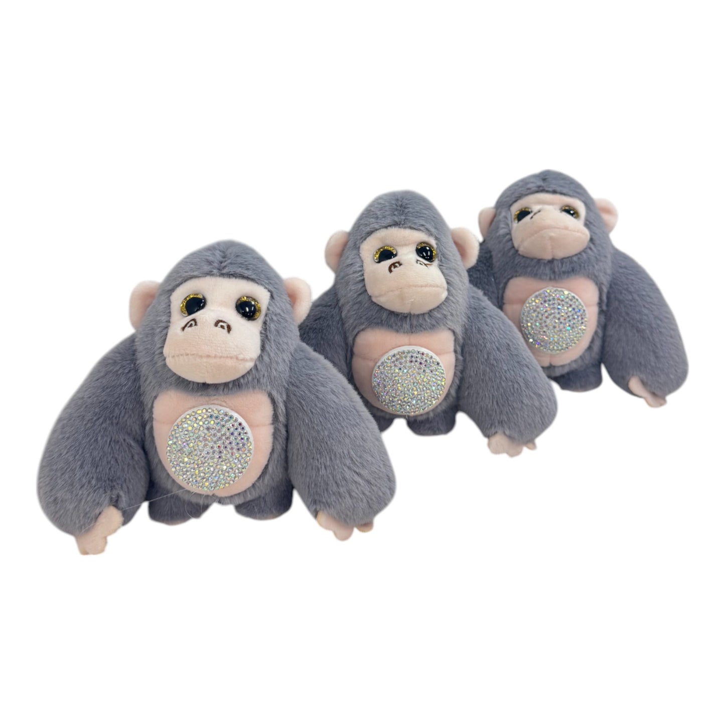 CUTE GORILLA WITH STONE PLUSH KEY CHAIN KC31123-1 (12PC)