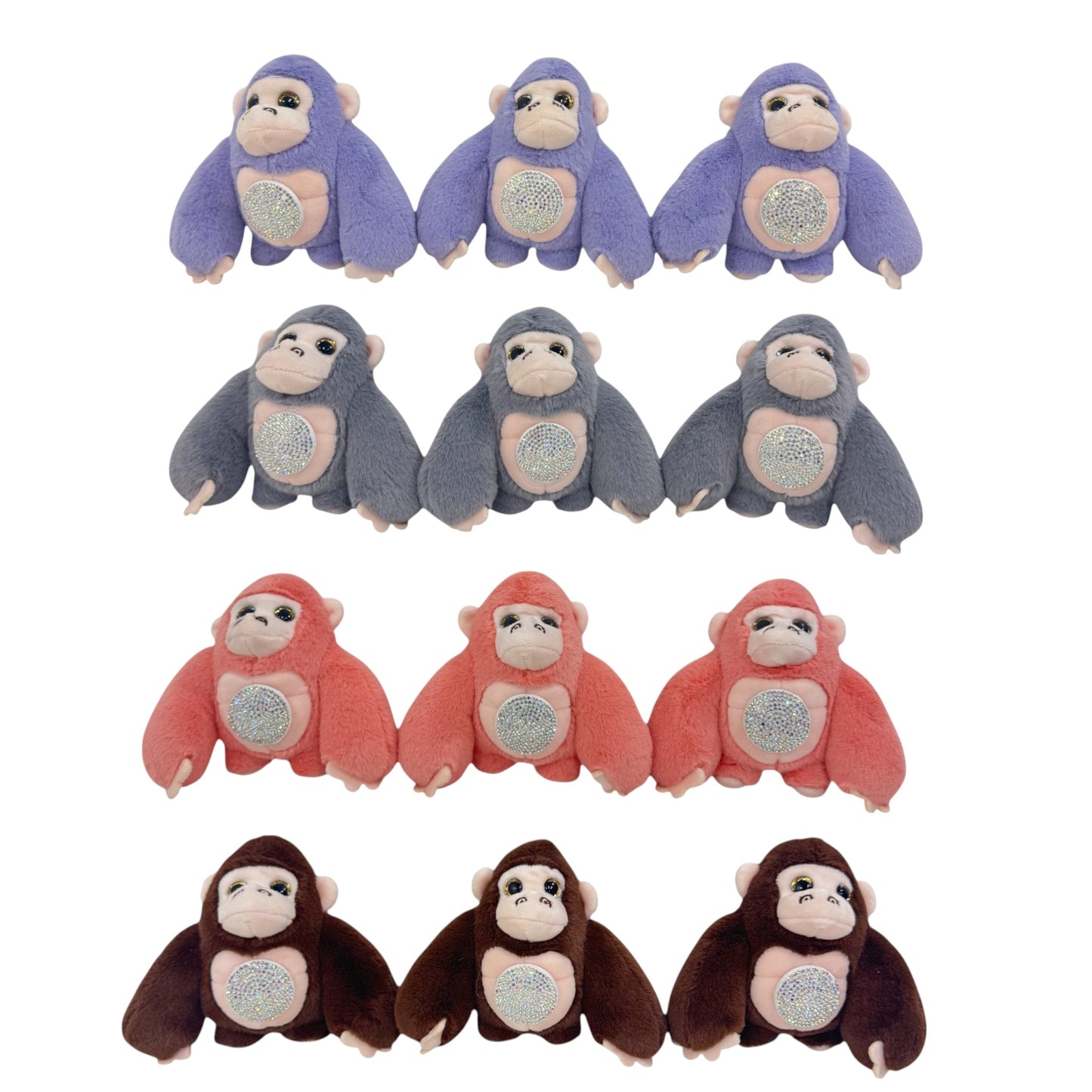 CUTE GORILLA WITH STONE PLUSH KEY CHAIN KC31123-1 (12PC)