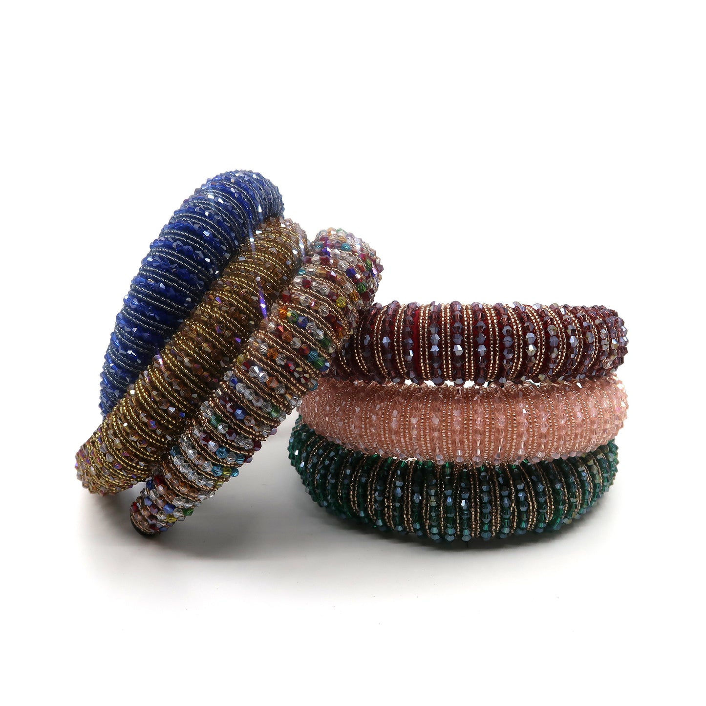 Multi Crystal Beaded Headband HB1202-3 (12PC)