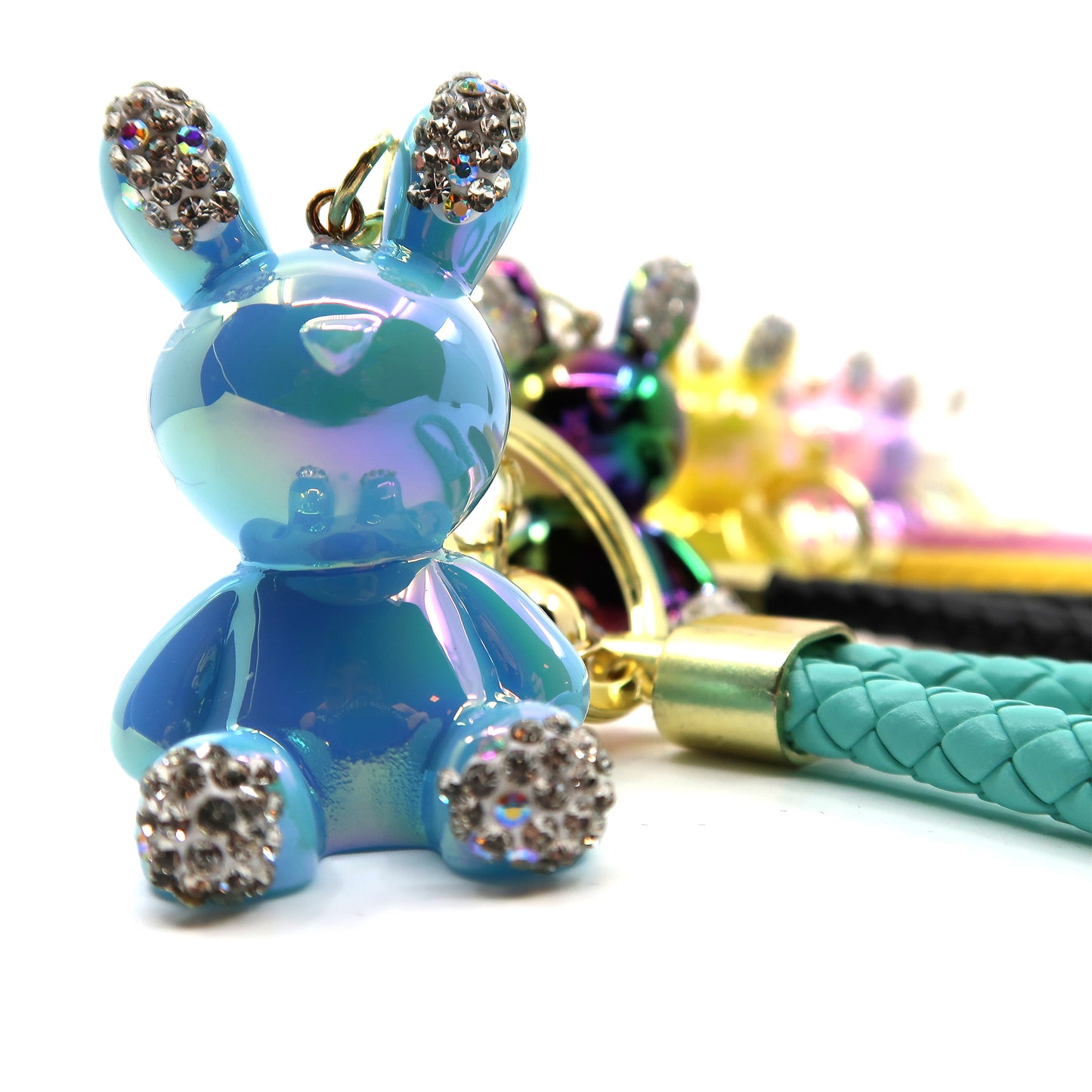 RHINESTONE RABBIT KEY CHAIN KC3209-128 (12PC)