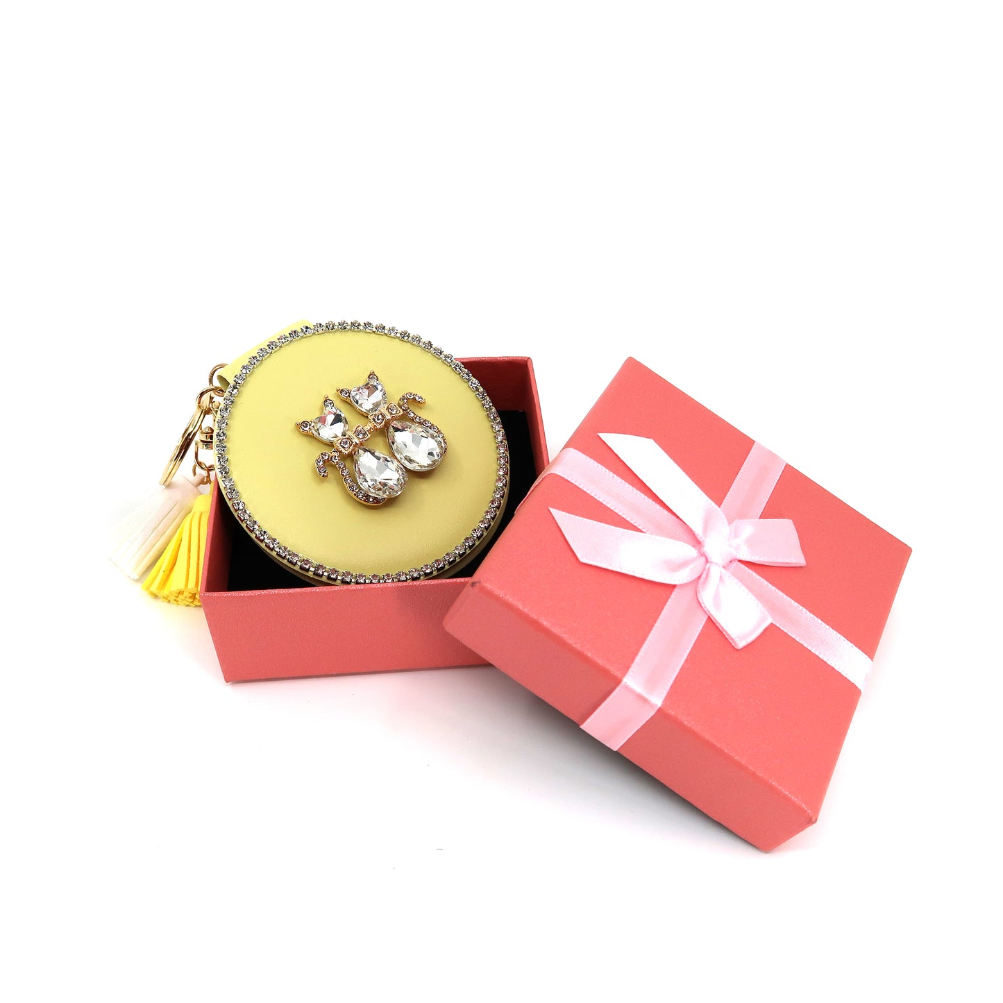 Rhinestone Cat Tassle Mirror Key Chain KC3222-5 (6PC)