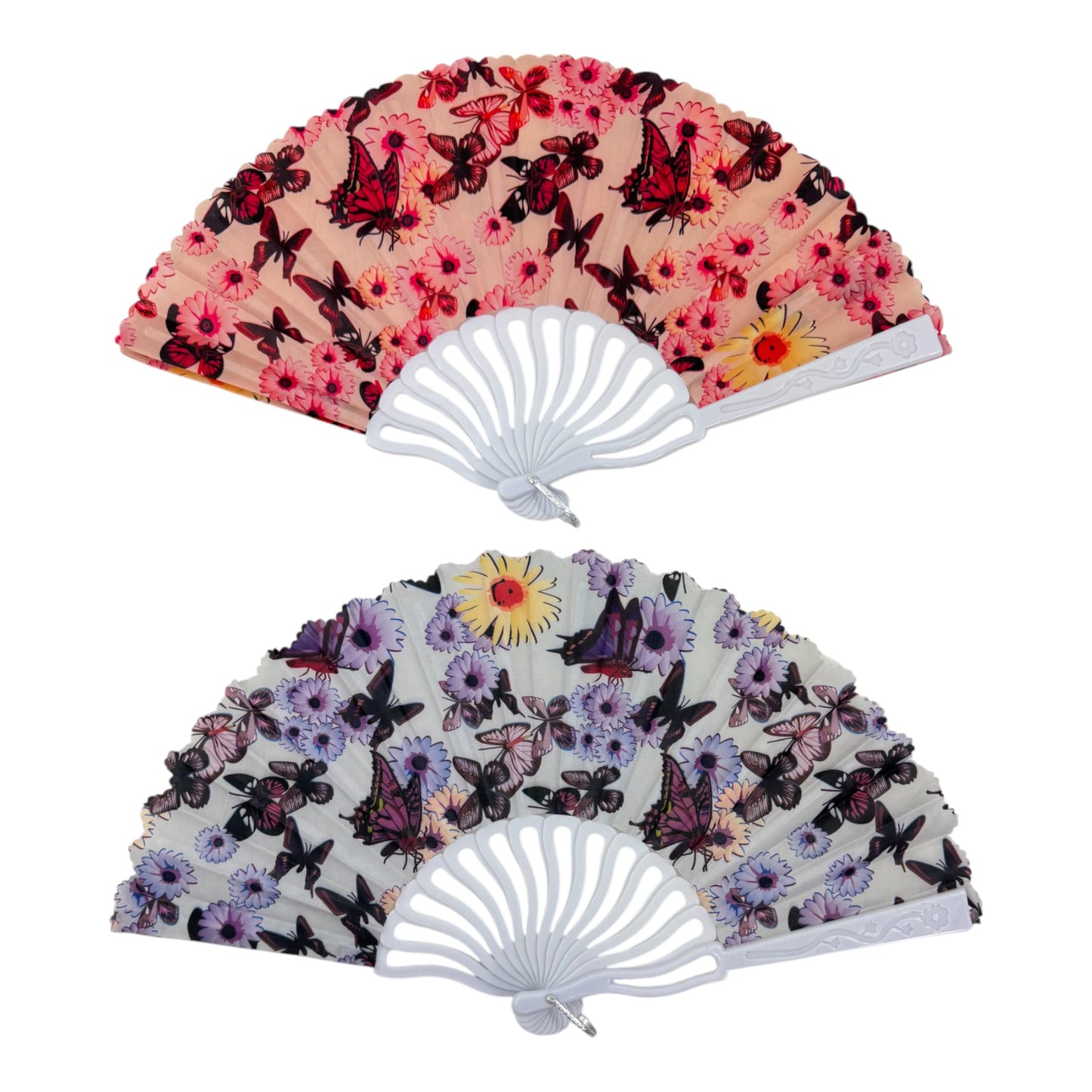 Butterfly Daisy Hand Hold Folding Fan FN0436 (12PC)