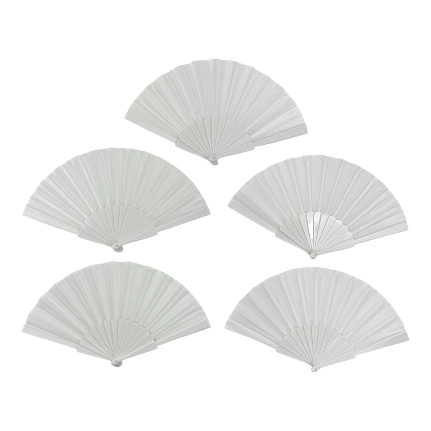 White On White Hand Held Folding Fan FN06 (12PC)