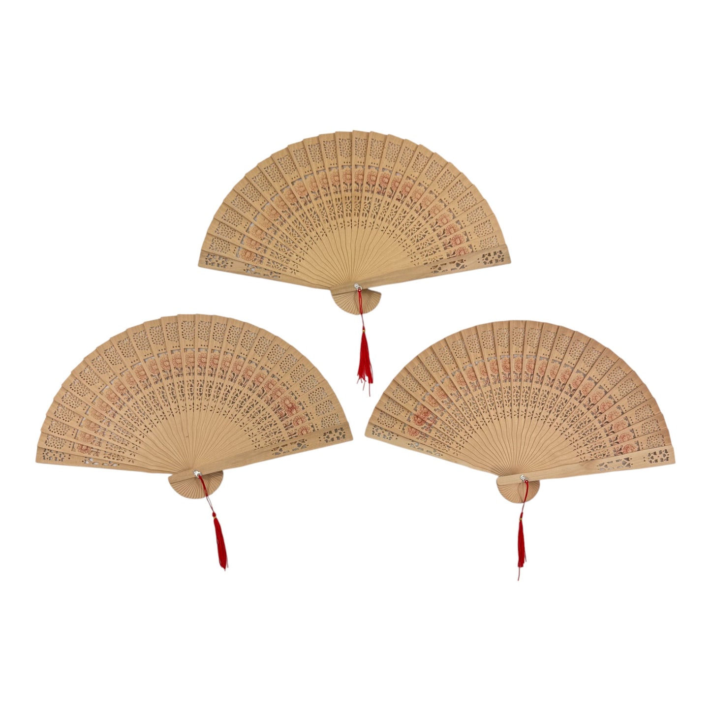 Dynasty Hollow Laser Cut Wooden Hand Held Folding Fan FN3813 (12PC)