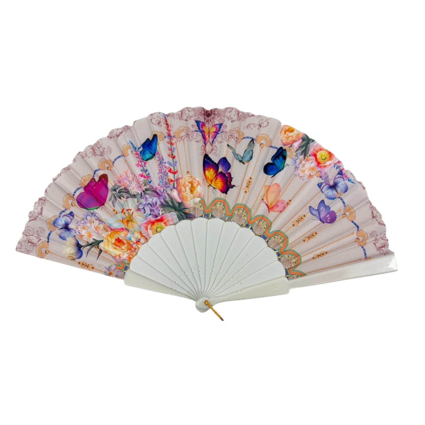 Peony Floral Butterfly Hand Held Folding Fan FN0379 (12PC)