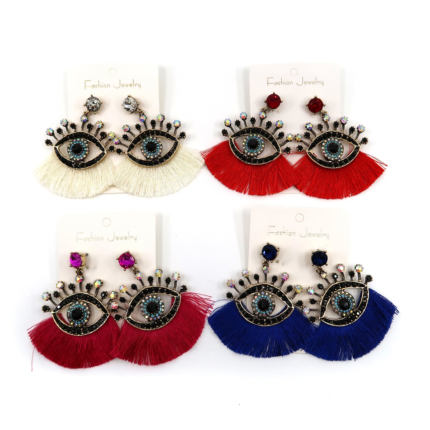 Evil Eye Tassel Earring ER904-16 (12PCS)
