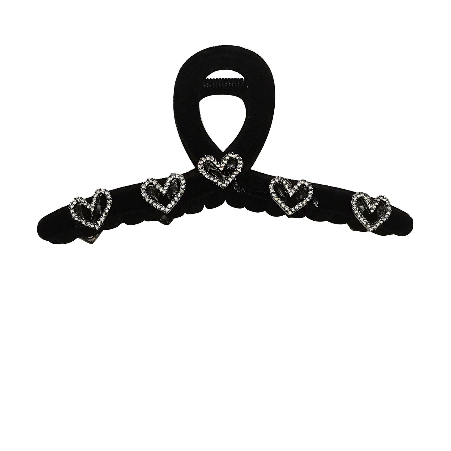 Rhinestone Heart Decor Suede Claw Clip JC3315-65 (12PC)