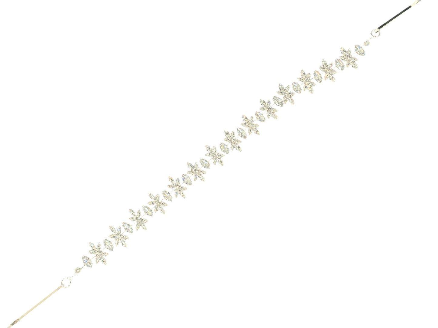 Crystal Blossom Branch Leaves Thin Tiara Hair Pin JC641 (3PC)