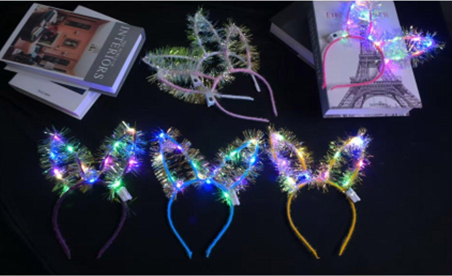 Led Bunny Ear Light up Tinsel Headband JH5828-3 (12PC)