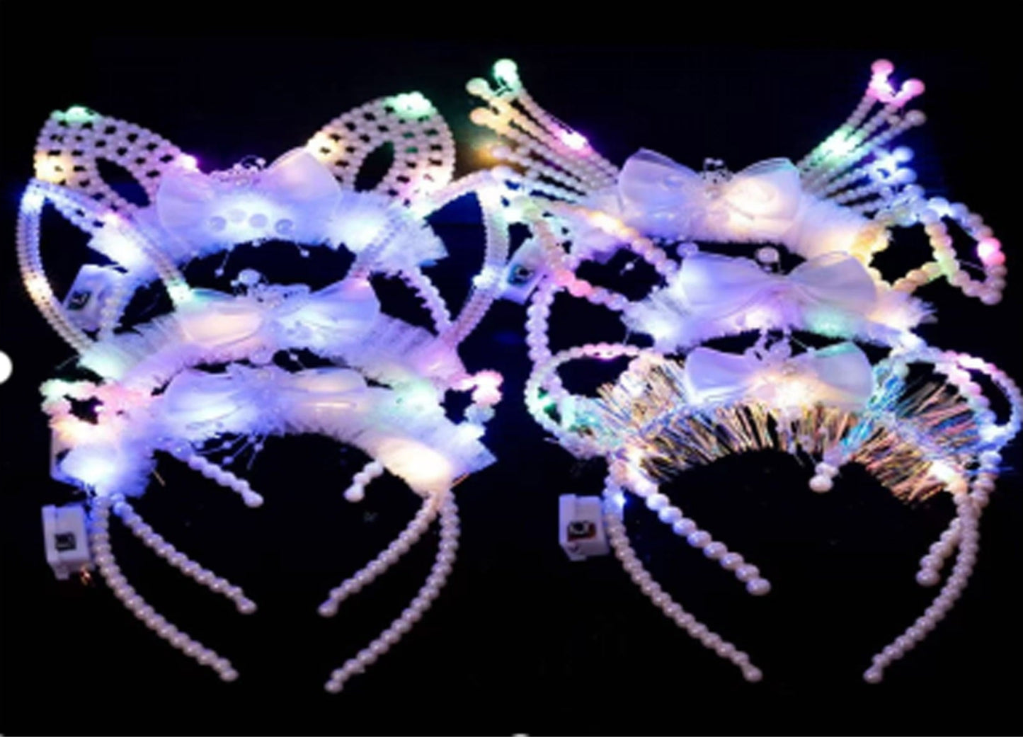 Led Animal Ear Light up Pearl Beads Headband JH5828-4 (12PC)