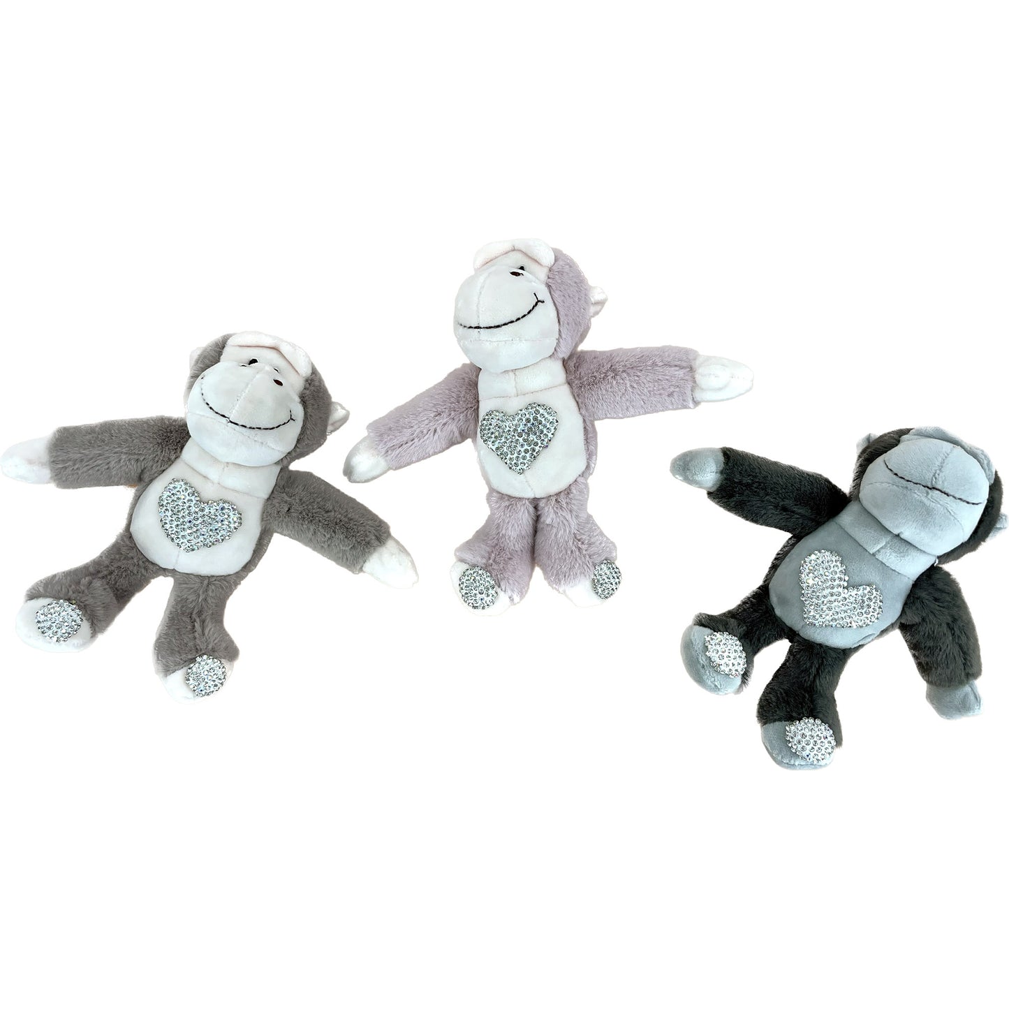 Rhinestone Happy Face Smile Gorilla Plush Key Chain KC0426-51 (12PC)