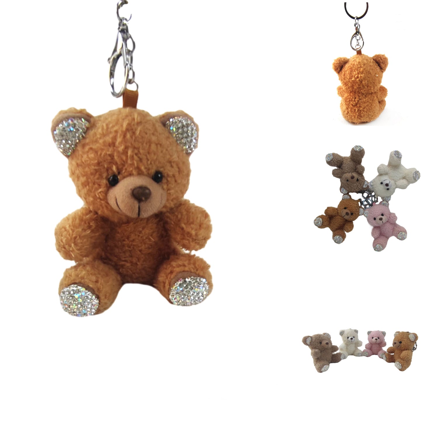 Rhinestone Bear Plush Key Chain KC1026-8. (12PC)