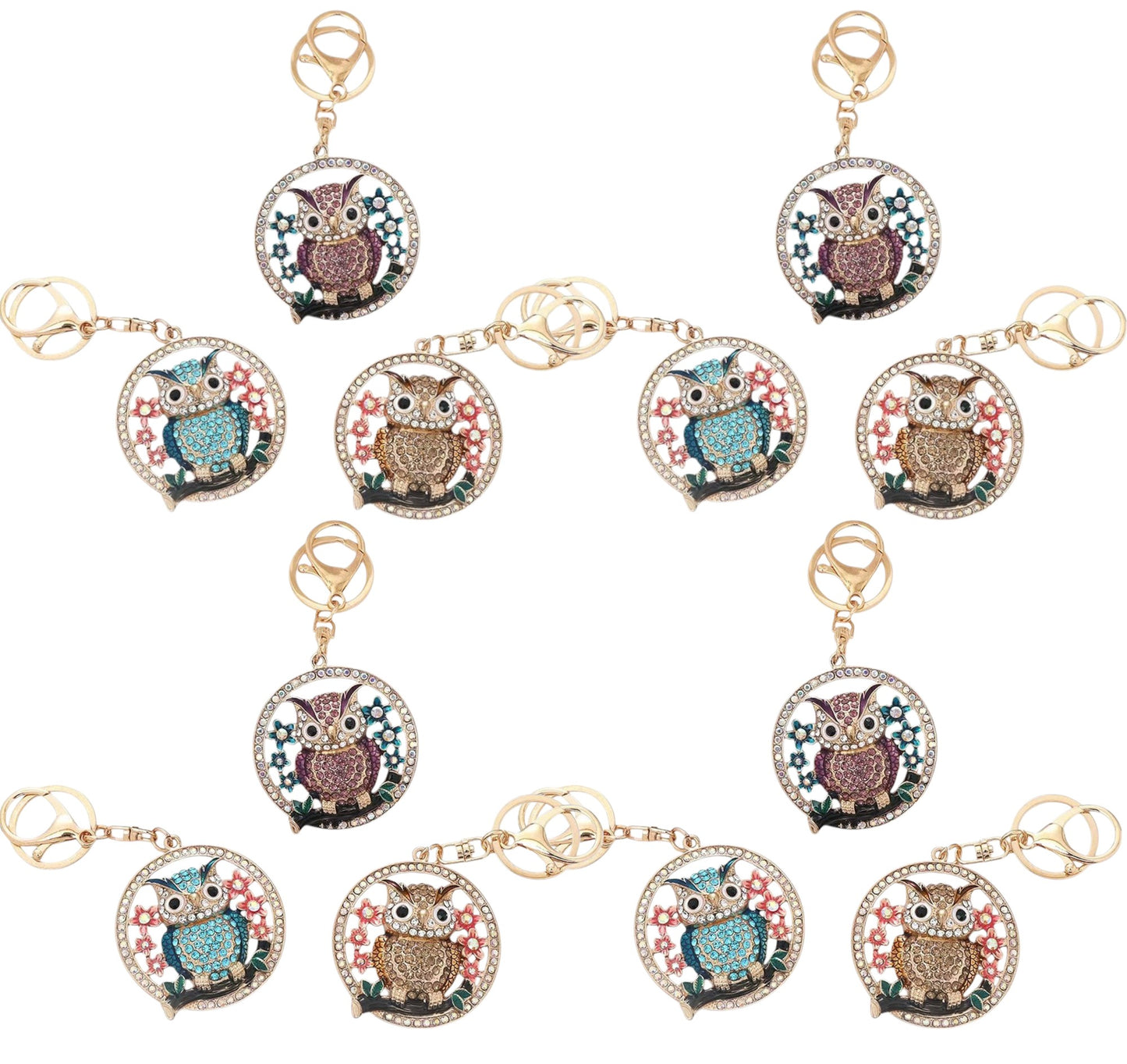 Rhinestone Owl Key Chain KC1113-22 (12PC)