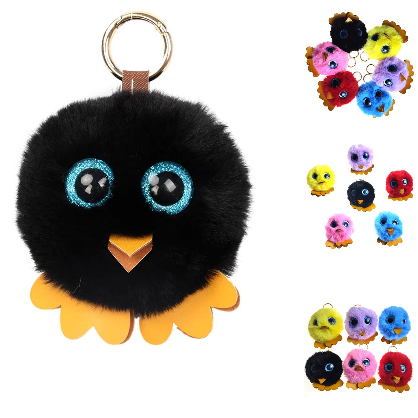 Cute Bird Pom Pom Key Chain KC1118-11 (12PC)