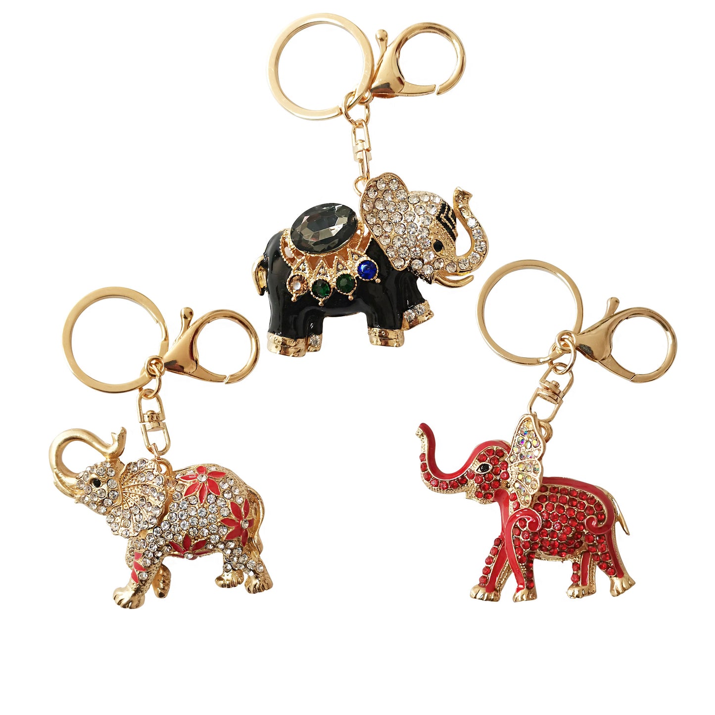 Rhinestone Elephant Key Chain KC2303-66 (12PC)