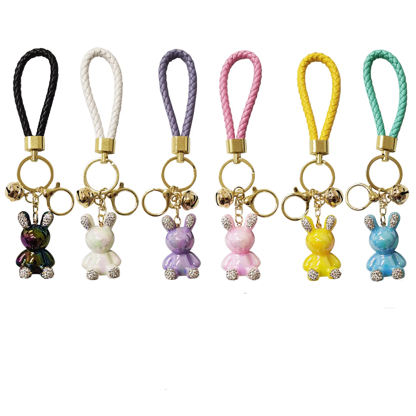 RHINESTONE RABBIT KEY CHAIN KC3209-128 (12PC)