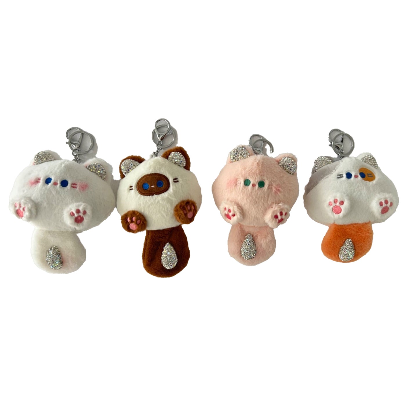 Rhinestone Cat Tail Plush Keychain KC3914-1 (12PC)