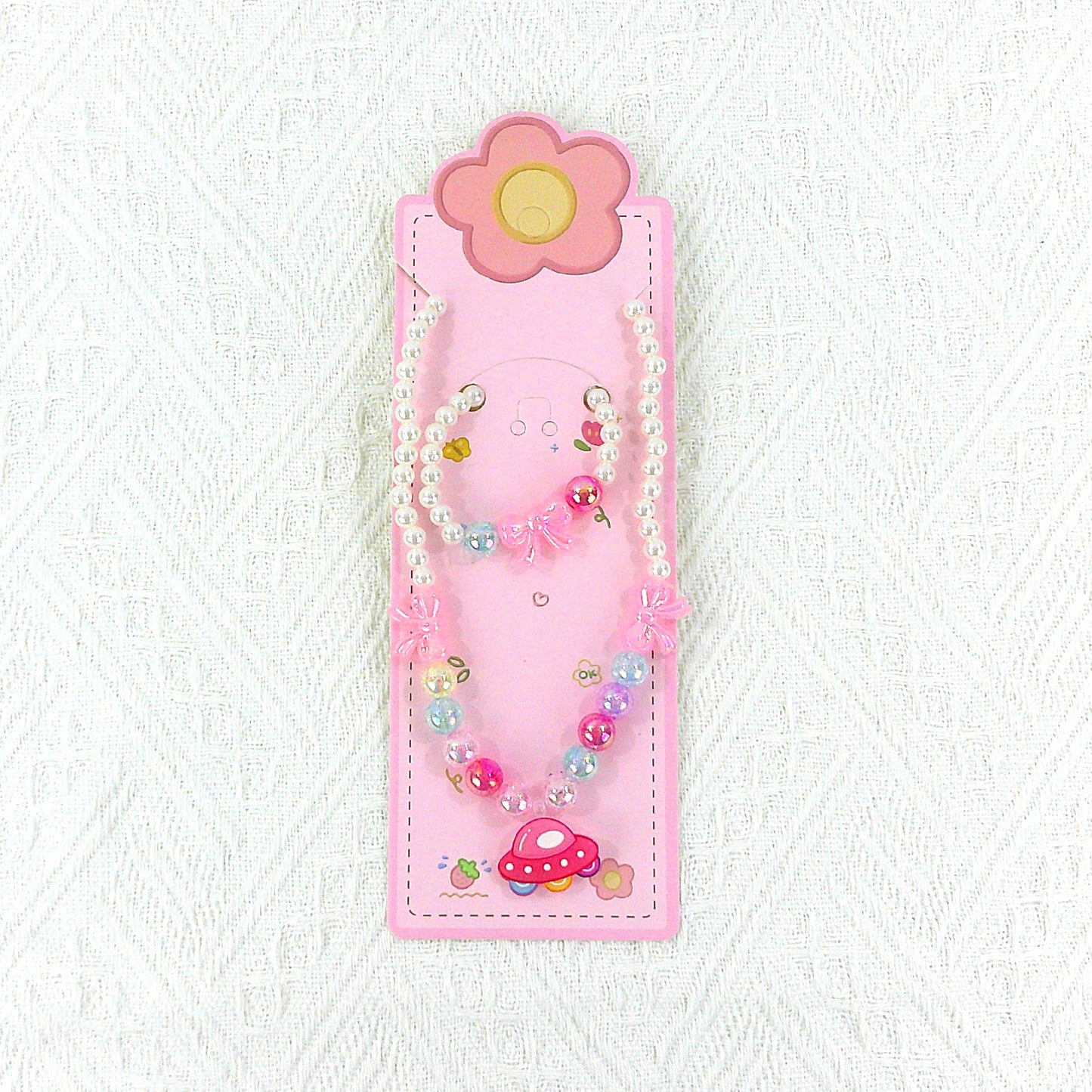 Kids Beads Charm Necklace and Bracelet Jewelry Set KNC4315-1 (12PC)