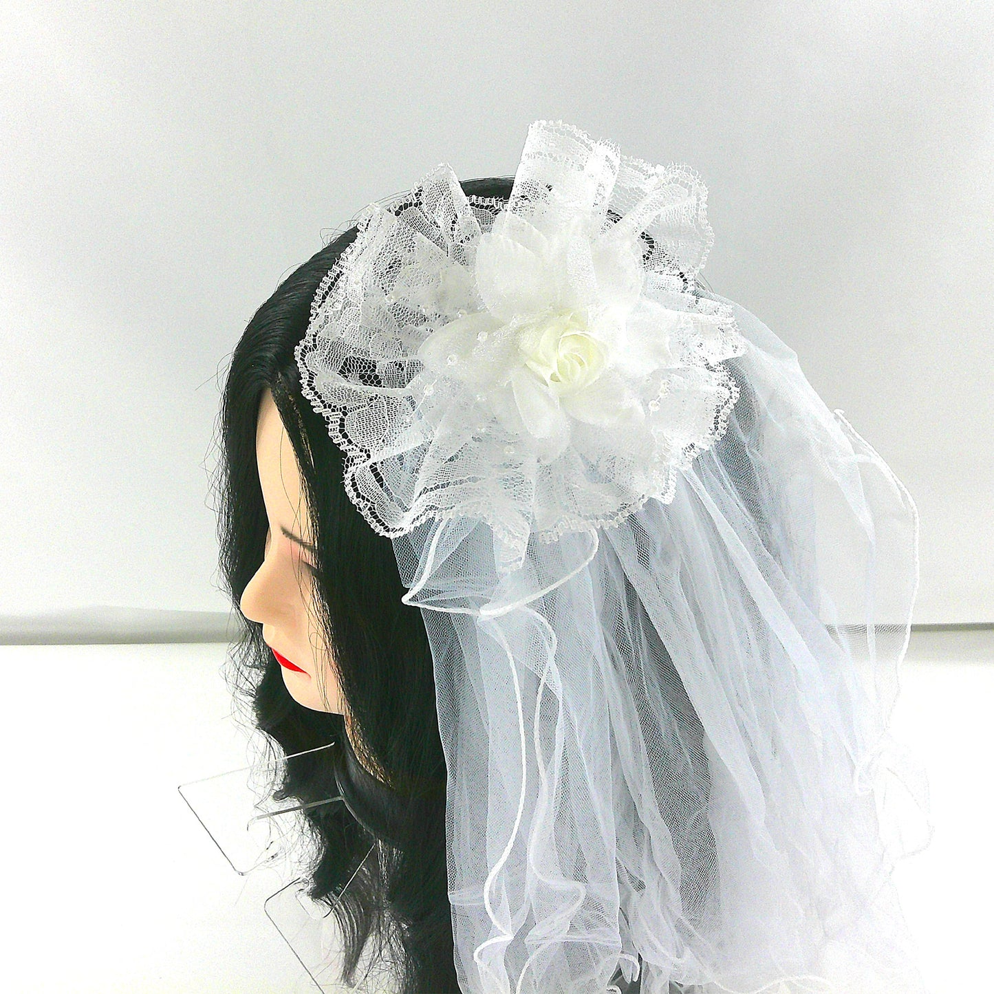 Kids Flower Veil Hair Deco Clip KV604 (2PC)