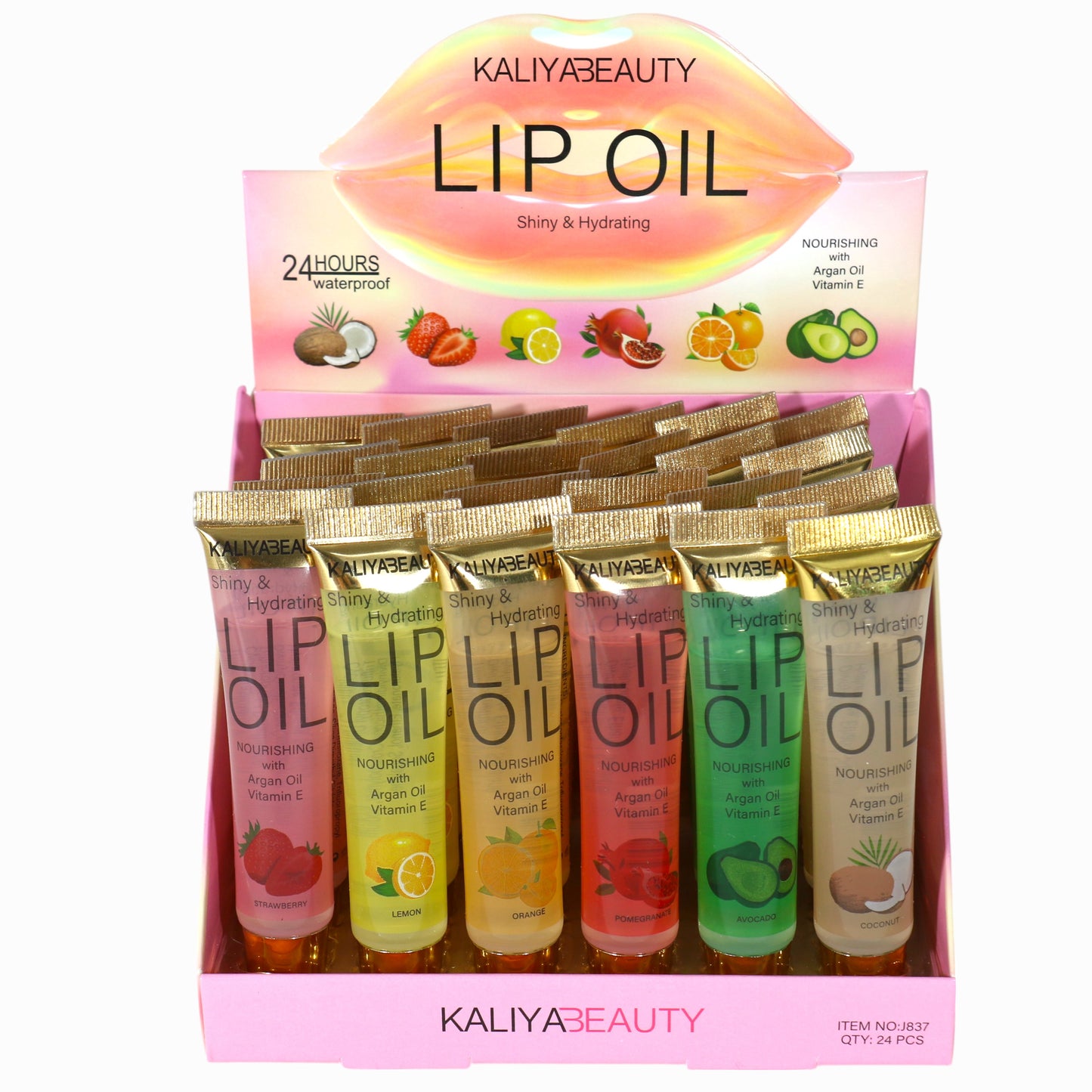 Kaliya Beauty Fruit Lip Oil J837. (24PC)