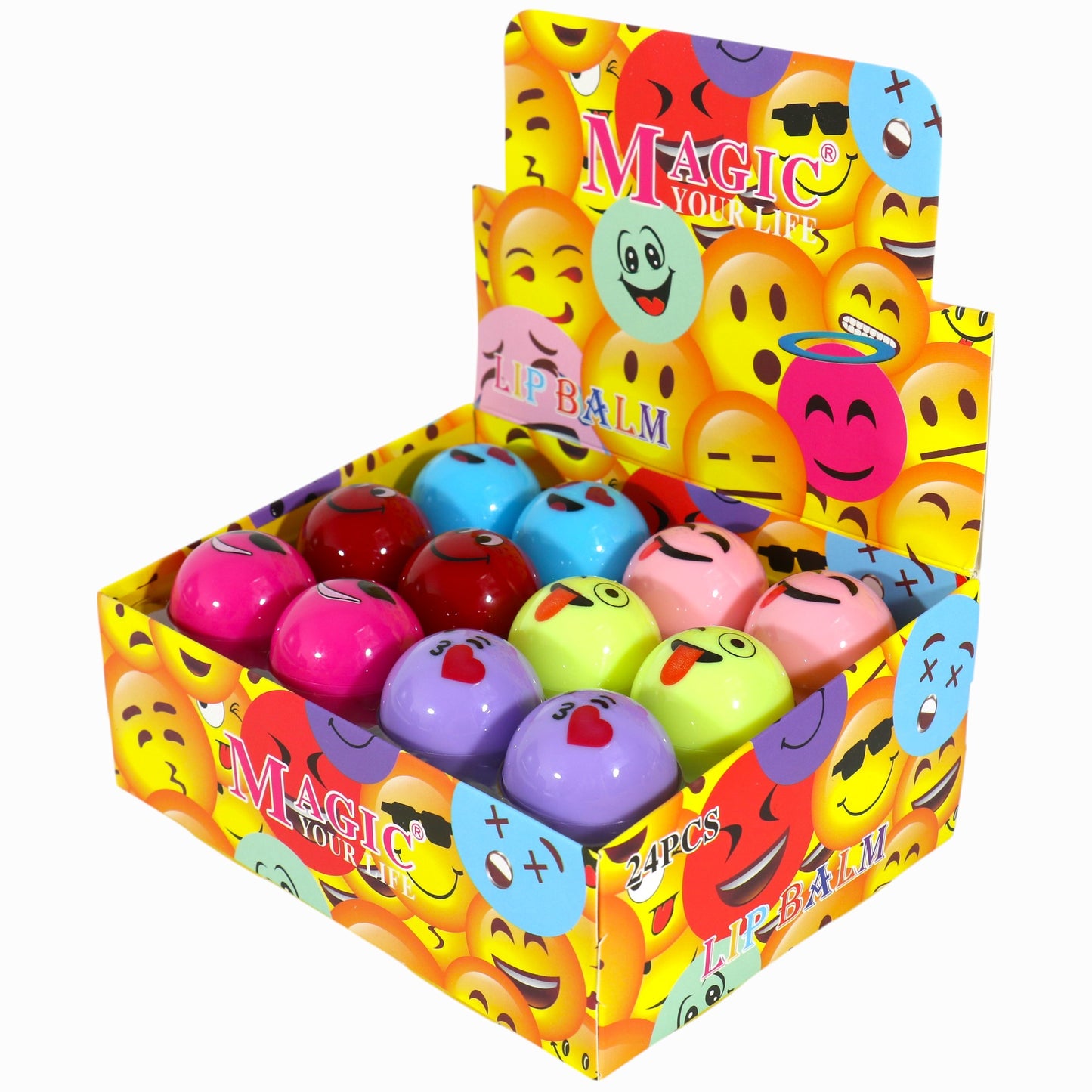 Funny Emoji Face Ball Lip Balm LB806 (24PC)