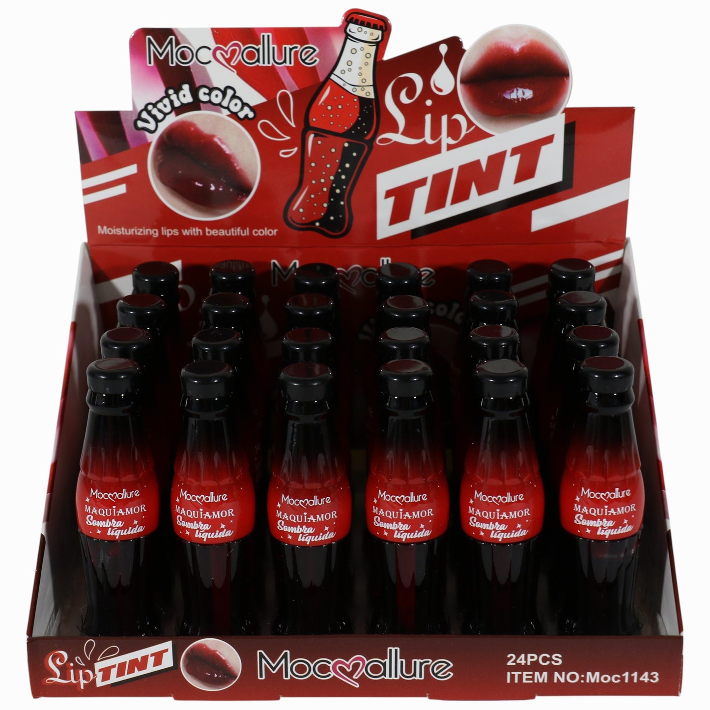 Moc Allure Maquiamor Vivid Color Lip Tint Soda Bottle LC1143 (24PC)