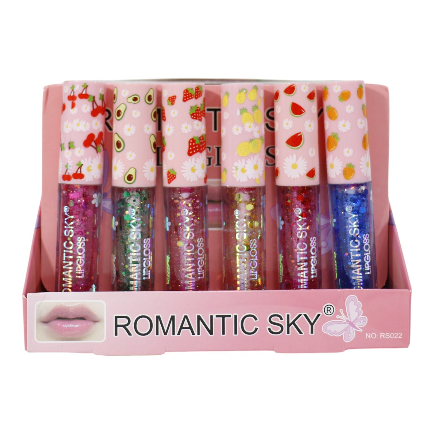 Romantic Sky Glitter Lip Gloss RS022. (24PC)