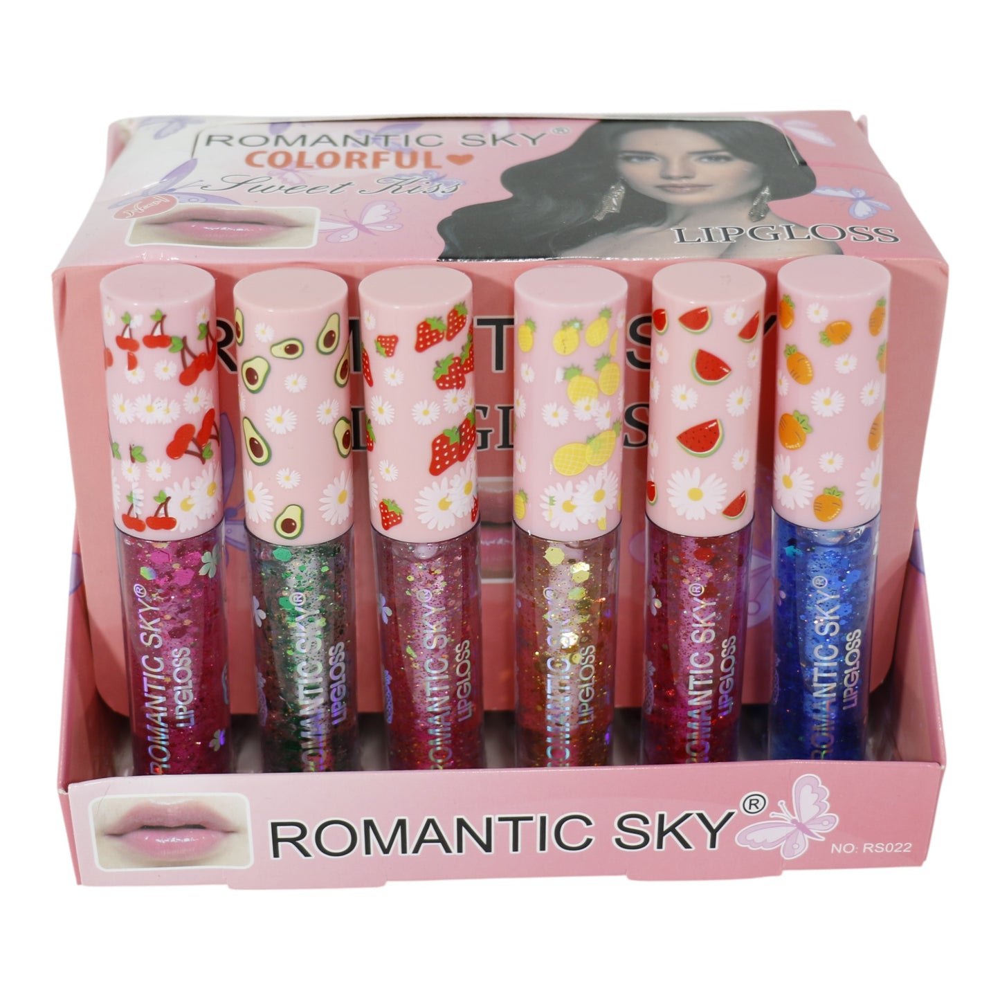 Romantic Sky Glitter Lip Gloss RS022. (24PC)